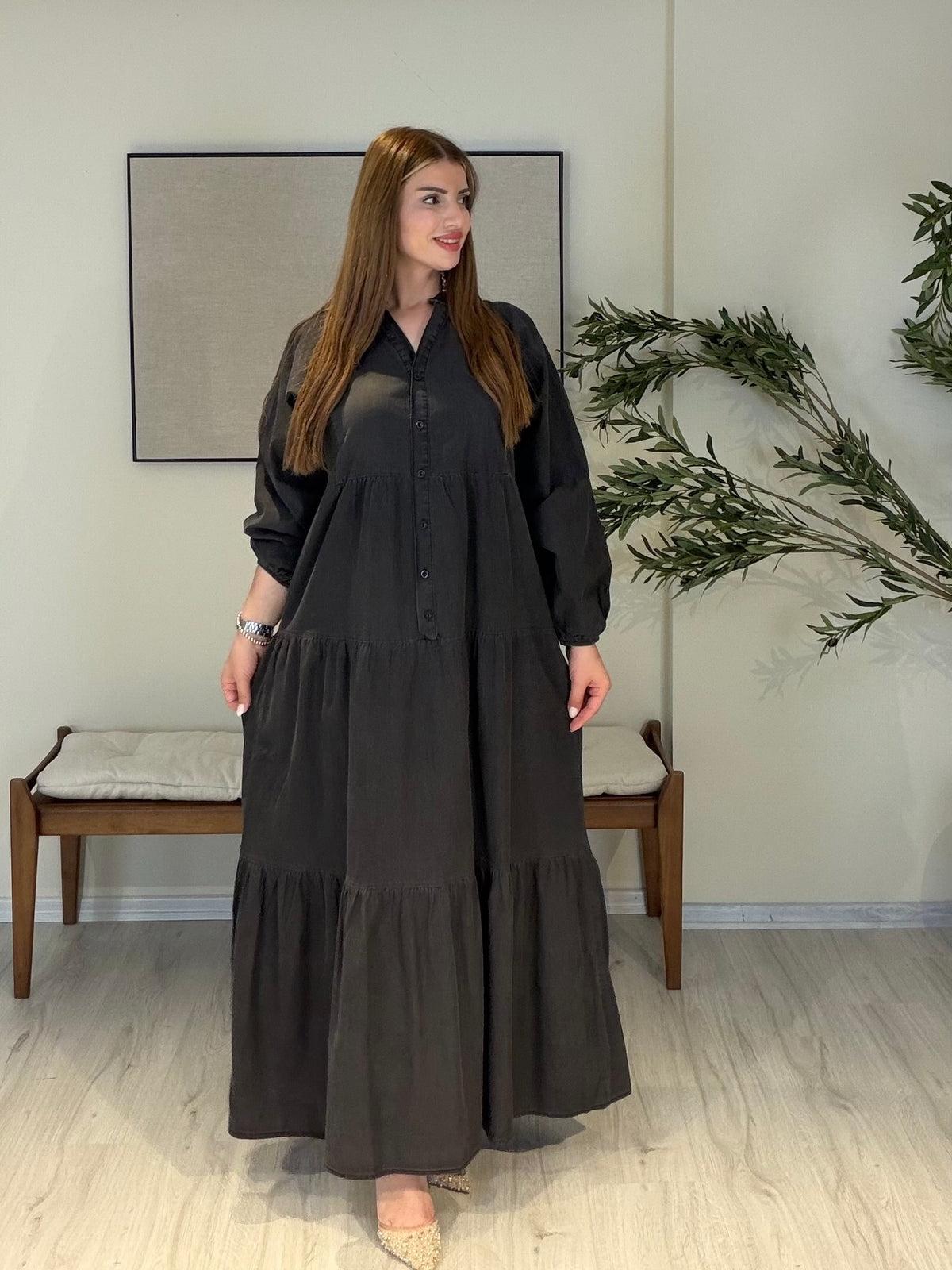 MALTA Denim Elbise | Antrasit