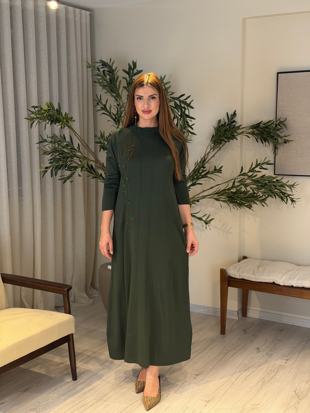 Ace | So Atelier Özel Üretim Merserize Triko İşleme Detaylı Tunik Zümrüt