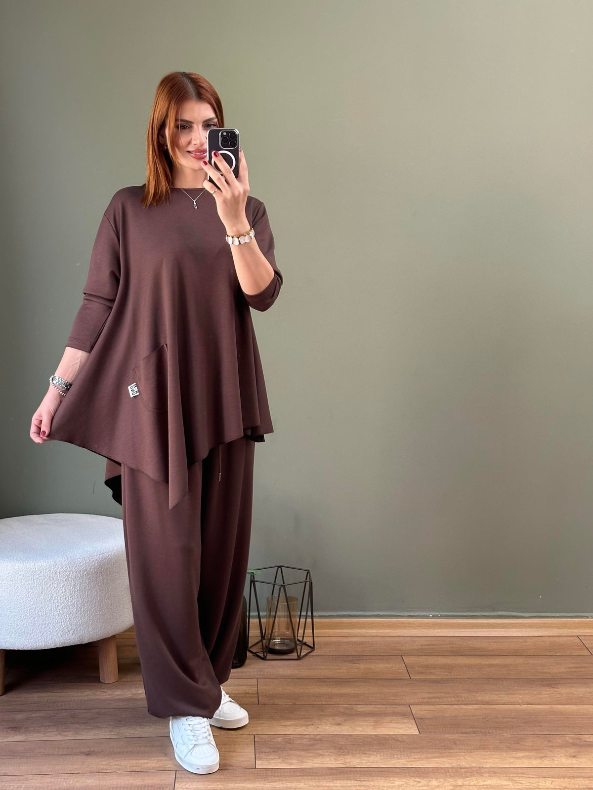 %100 ORGANİK PAMUK ÖZEL TASARIM İKİLİ TAKIM ACI KAHVE