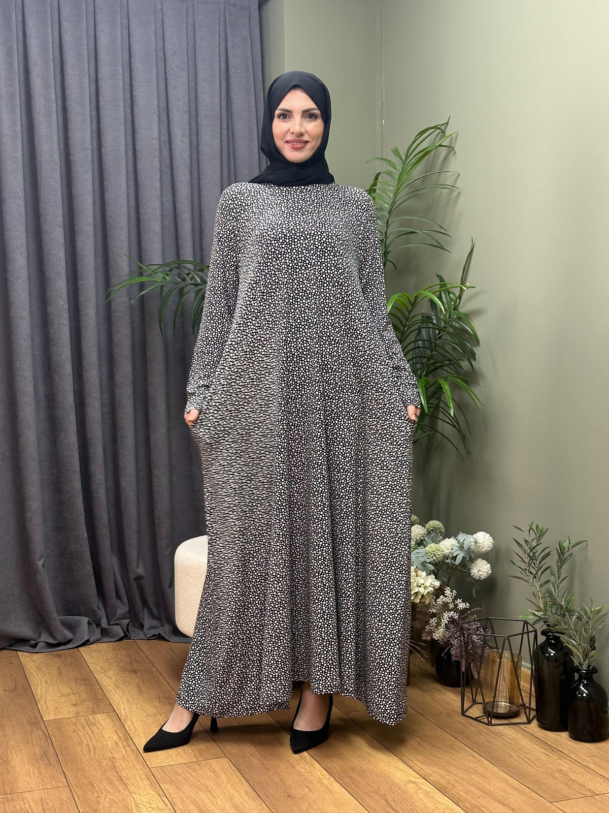 %100 PAMUK A KESİM SWEAT ELBİSE PUANTİYE