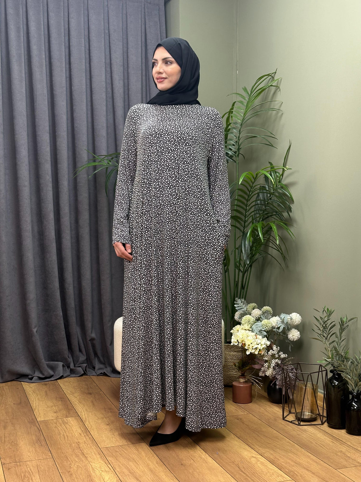 %100 PAMUK A KESİM SWEAT ELBİSE PUANTİYE