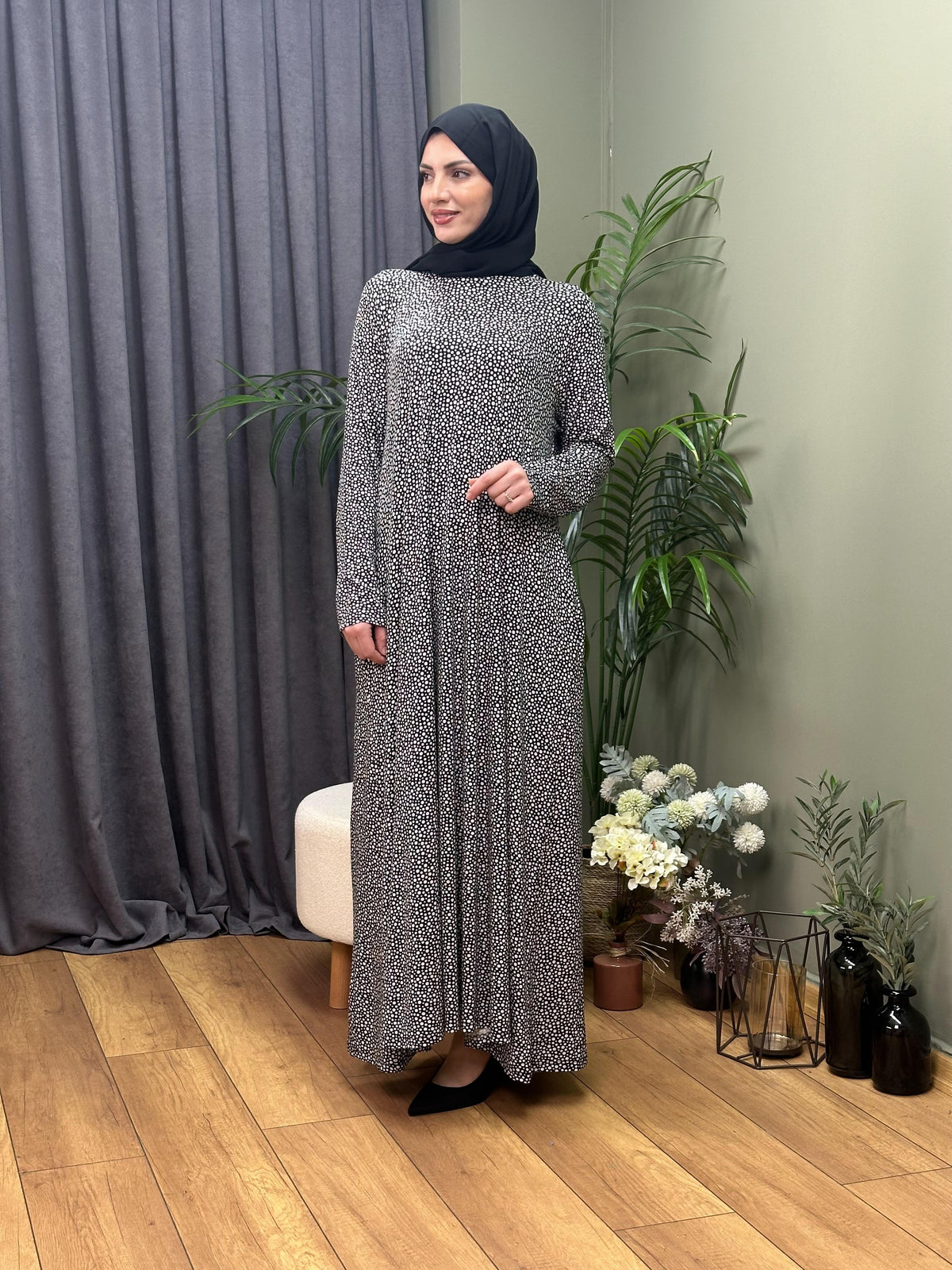 %100 PAMUK A KESİM SWEAT ELBİSE PUANTİYE
