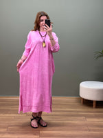 %100 PAMUK BATİK YIKAMA SWEAT ELBİSE PEMBE