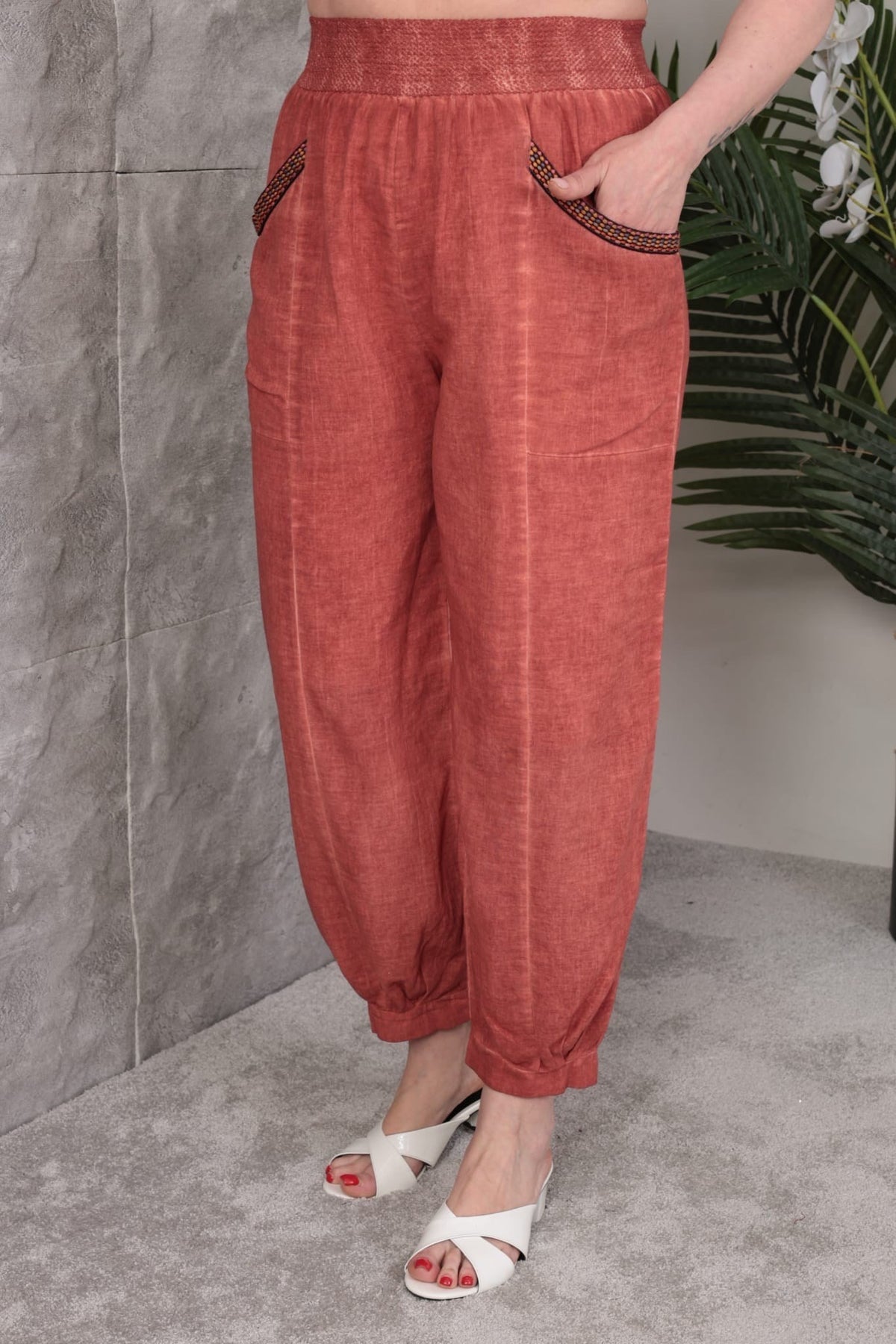 %100 PAMUK KETEN PANTOLON KİREMİT