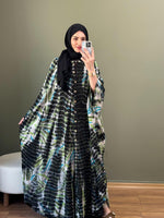 %100 PAMUK KUMAŞ KETEN BATIK DESEN ELBİSE SİYAH TEMA