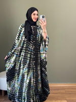 %100 PAMUK KUMAŞ KETEN BATIK DESEN ELBİSE SİYAH TEMA