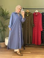%100 Pamuk Tensel Tunik İndigo Mavi