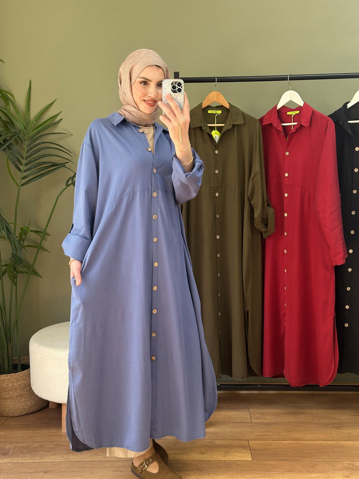 %100 Pamuk Tensel Tunik İndigo Mavi