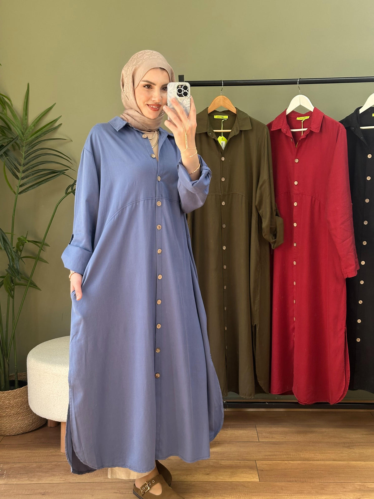 %100 Pamuk Tensel Tunik İndigo Mavi