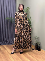 %100 PAMUKLU SWEAT ELBİSE BÜYÜK LEOPAR DESEN