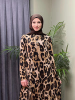 %100 PAMUKLU SWEAT ELBİSE BÜYÜK LEOPAR DESEN