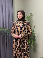 %100 PAMUKLU SWEAT ELBİSE BÜYÜK LEOPAR DESEN