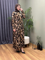%100 PAMUKLU SWEAT ELBİSE BÜYÜK LEOPAR DESEN