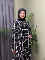 %100 PAMUKLU SWEAT ELBİSE GEOMETRİK DESEN