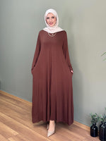 %100 PAMUKLU SWEAT ELBİSE KAHVE