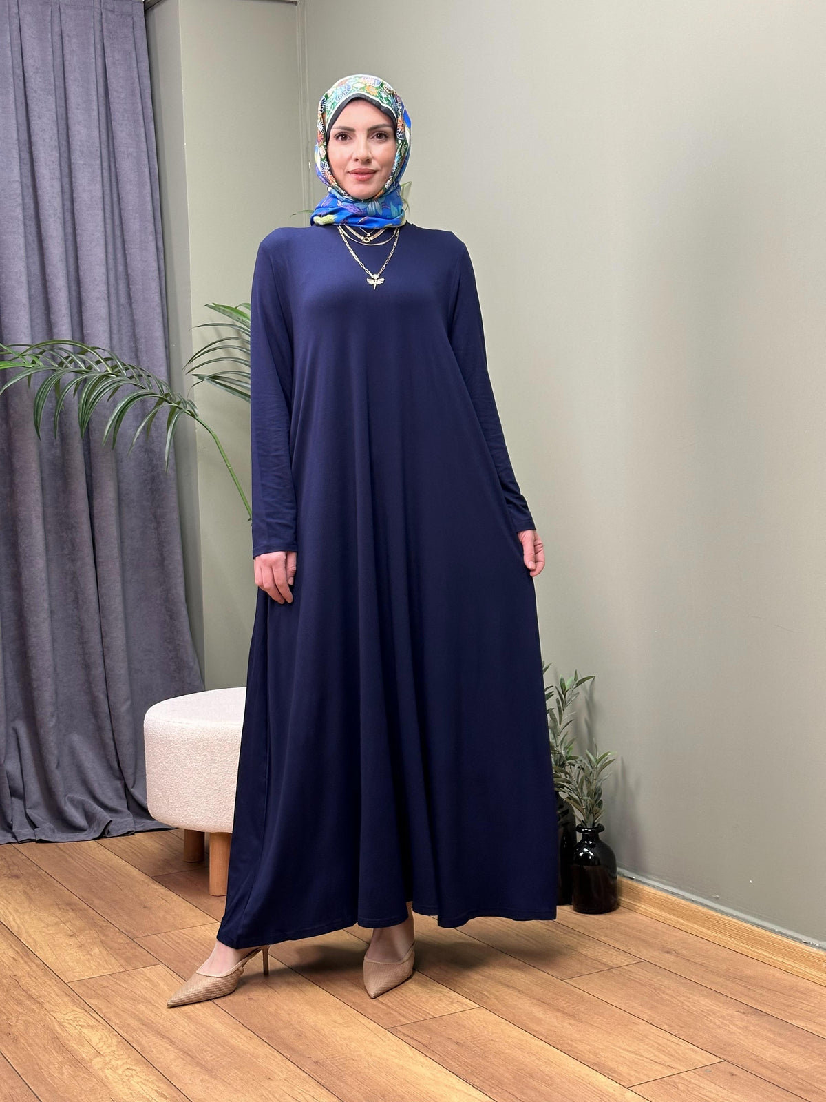 %100 PAMUKLU SWEAT ELBİSE LACİVERT