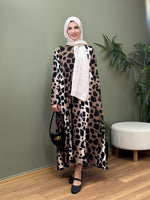 %100 PAMUKLU SWEAT ELBİSE LEOPAR DESEN