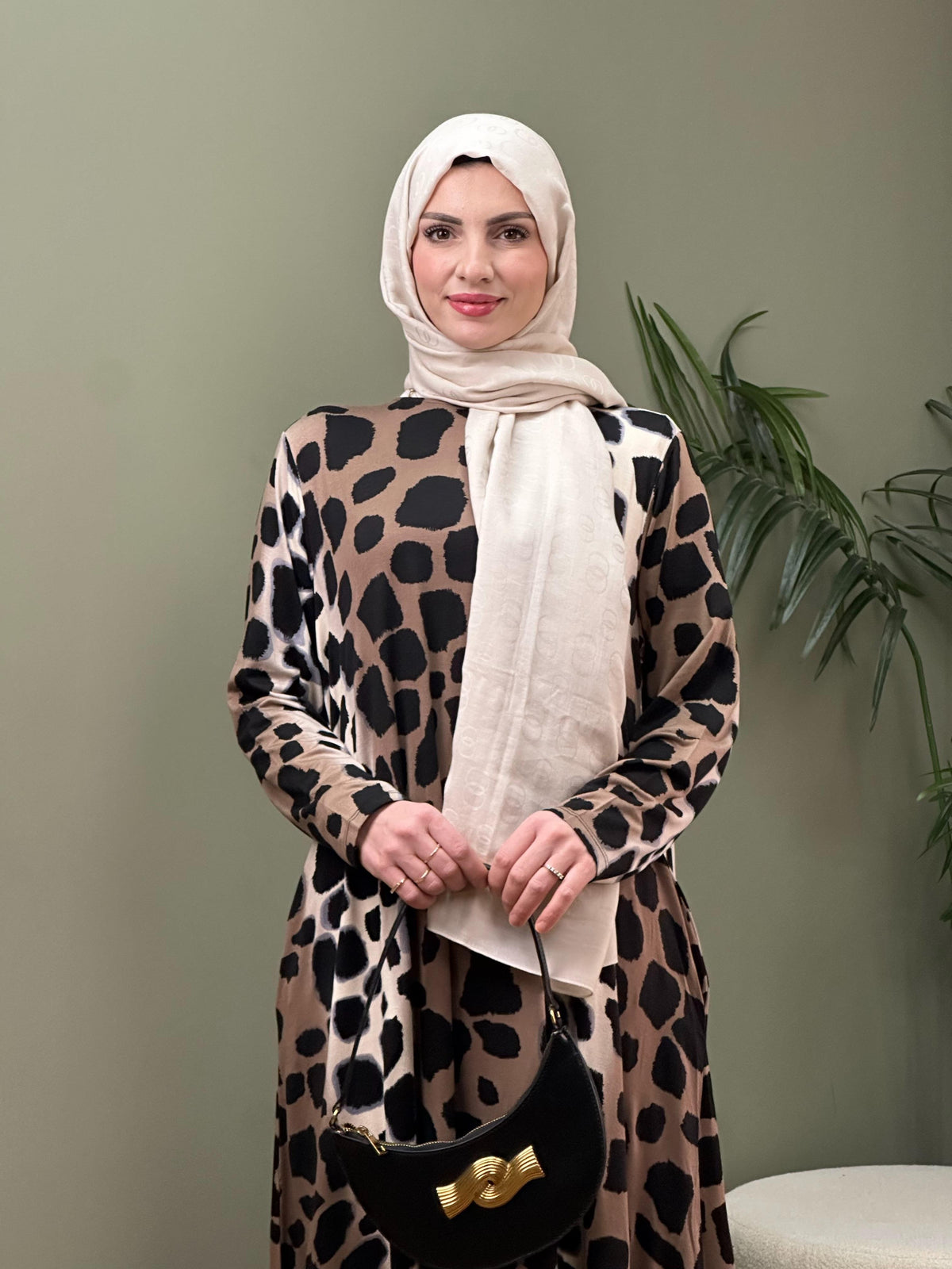 %100 PAMUKLU SWEAT ELBİSE LEOPAR DESEN