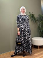 %100 PAMUKLU SWEAT ELBİSE SIYAH LEOPAR DESEN