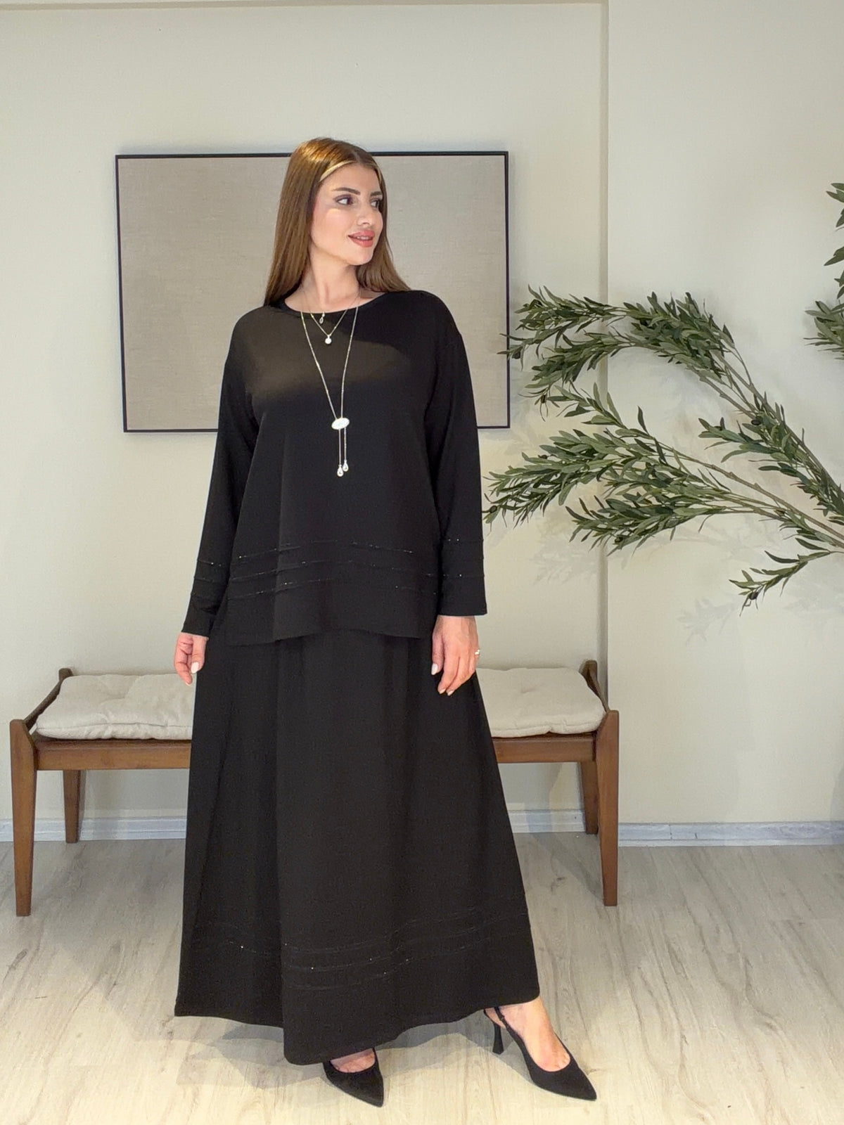 SCARLET Etekli Takım Siyah