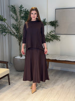 Ace | So Atelier Özel Üretim Merserize Triko Fitilli Tunik Detaylı Takım Kahverengi