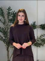 Ace | So Atelier Özel Üretim Merserize Triko Basic Fitilli Tunik Acı Kahve