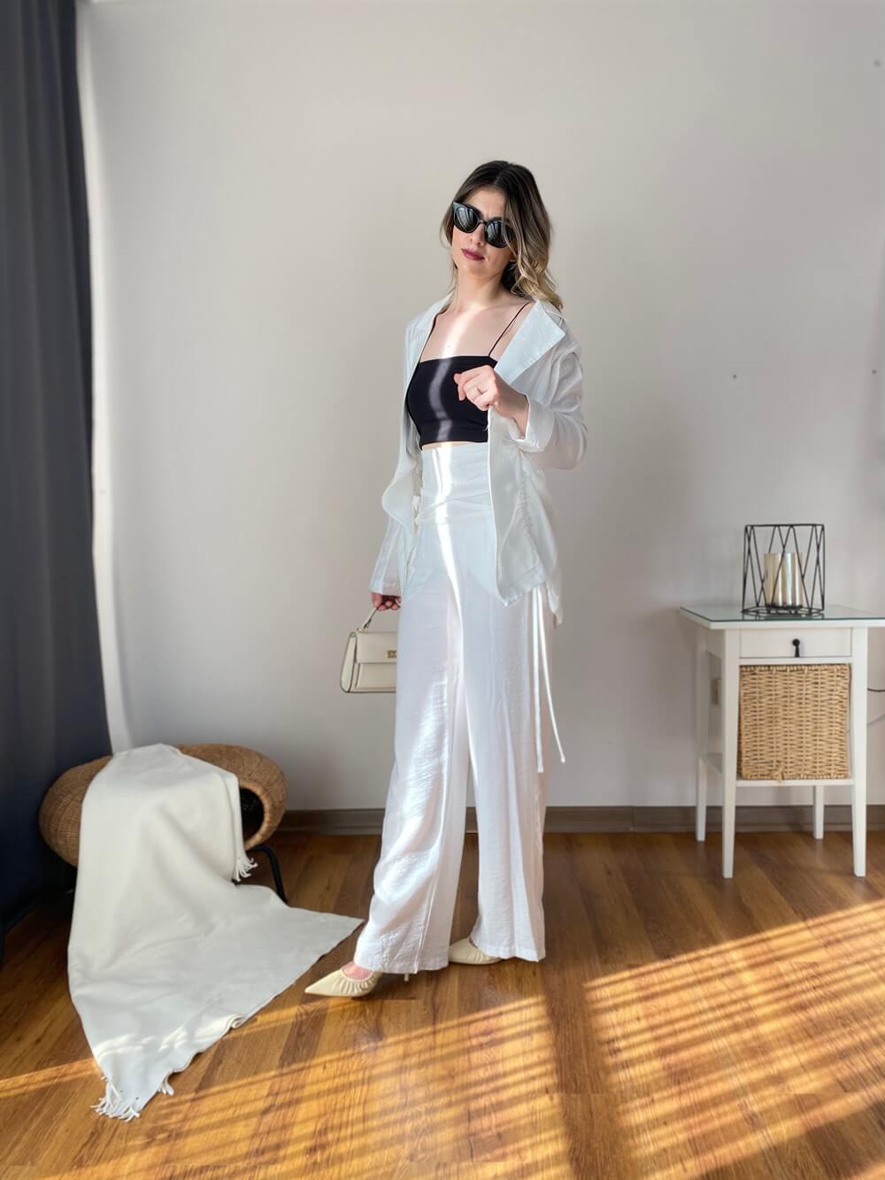 2'Lİ BEYAZ TAKIM AYROBİN KETEN KUMAŞ