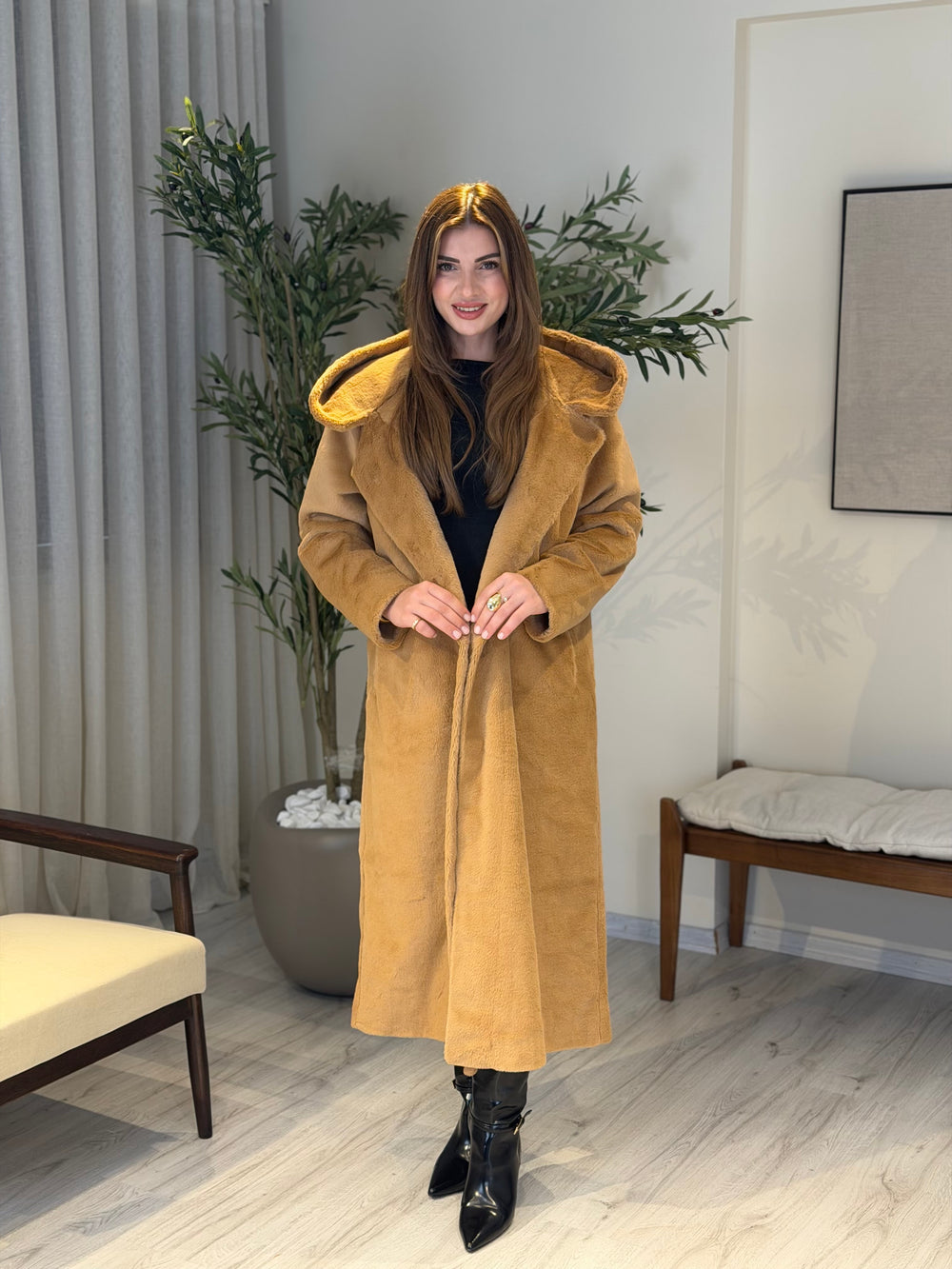 Ace | So Luxury Özel Üretim Uzun Kürk Taba