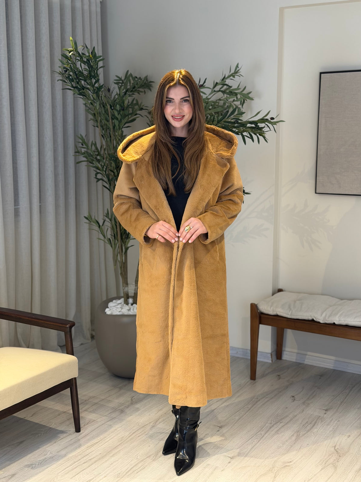 Ace | So Luxury Özel Üretim Uzun Kürk Taba