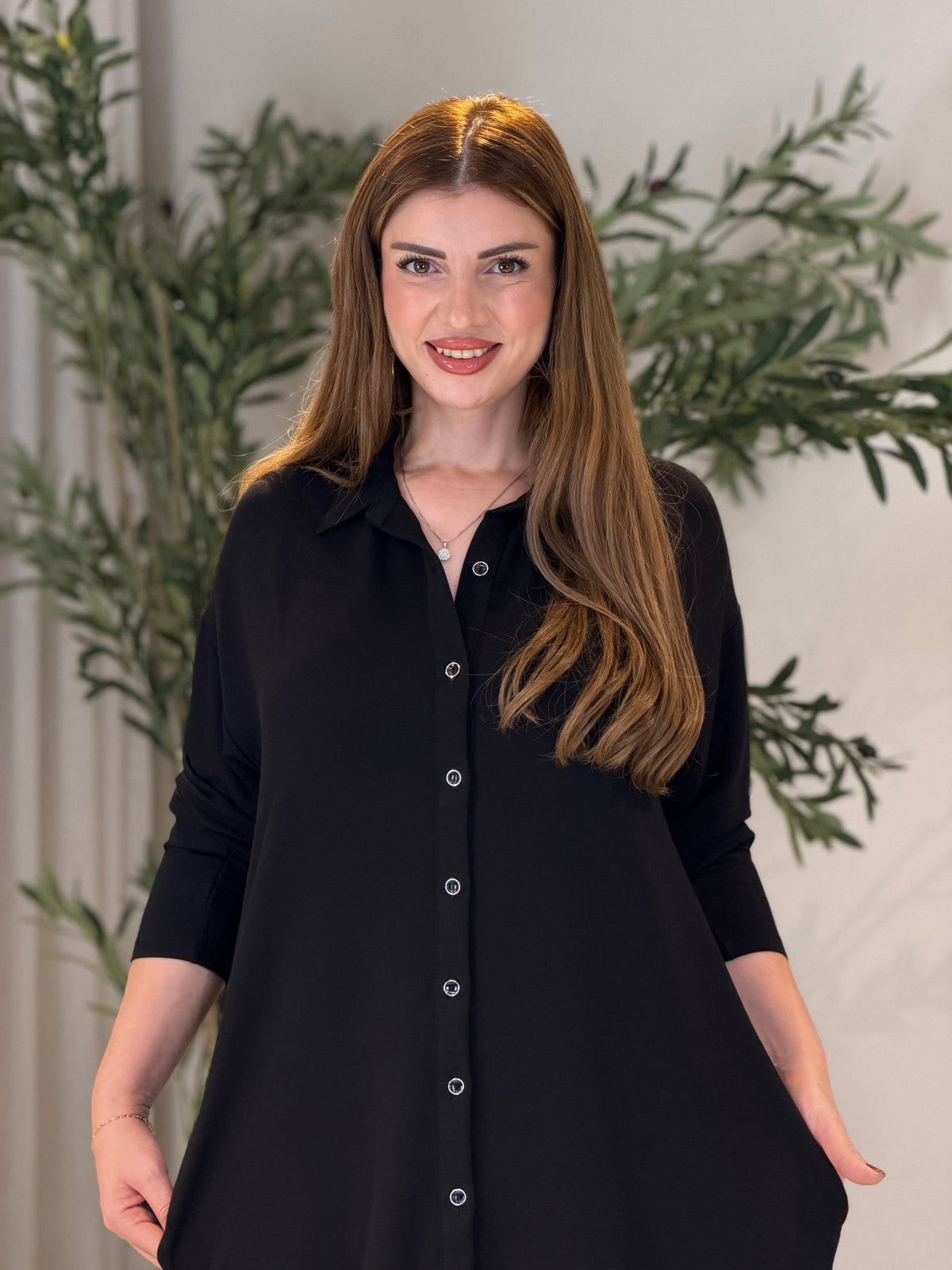 VELORA| Polo Yaka Dantel Detaylı Tunik