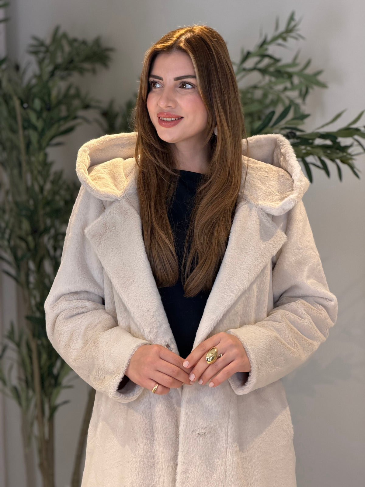 Ace | So Luxury Özel Üretim Uzun Kürk Bej