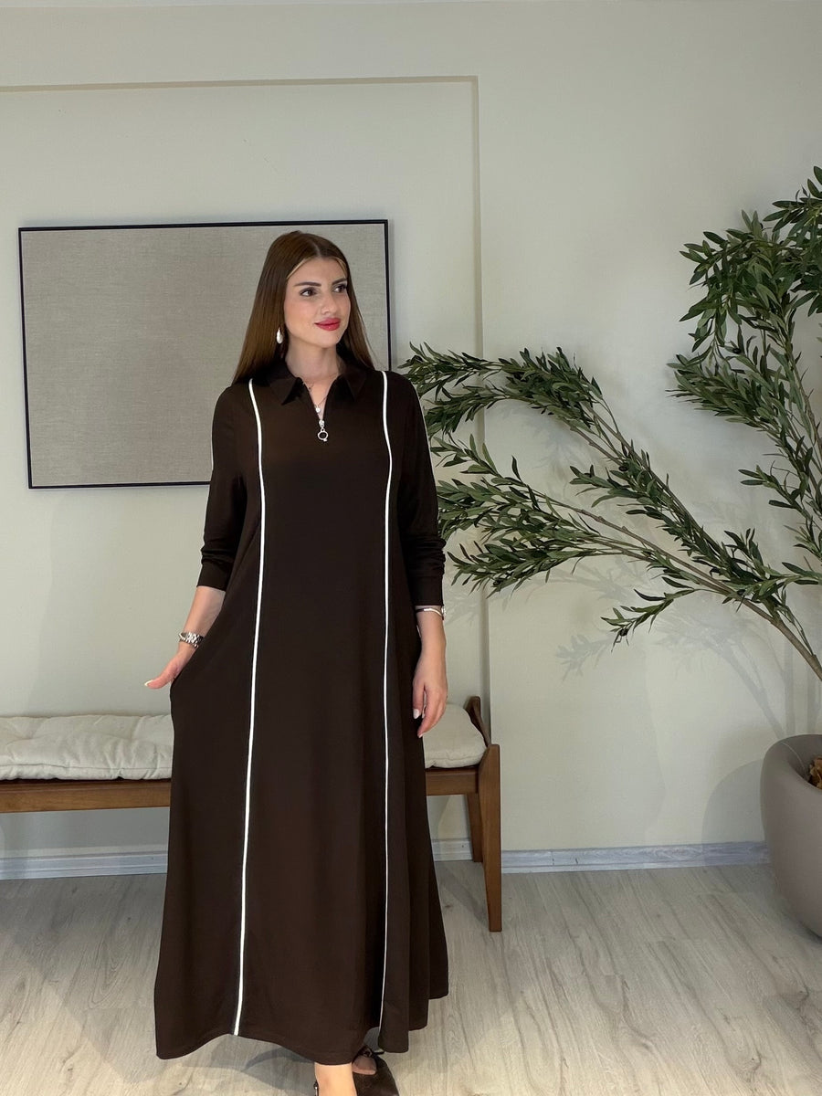 Ruby Biye Detaylı Elbise Kahve