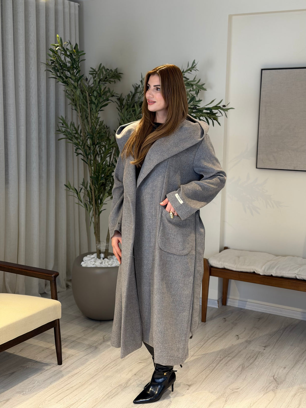 Ace | So Luxury Özel Üretim Yün Kaşe Kaban Gri
