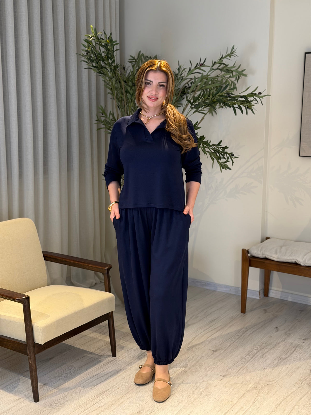 Polo Yaka İki İplik Takım Lacivert