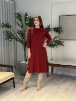 Ace | So Atelier Özel Üretim Merserize Triko Düğme Detaylı Tunik Kiremit