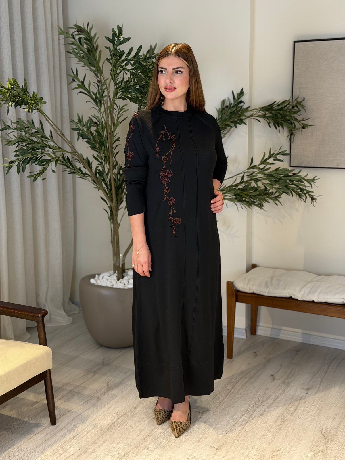 Ace | So Atelier Özel Üretim Merserize Triko İşleme Detaylı Tunik Siyah
