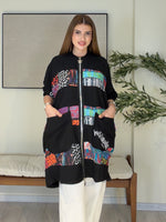 DOLCE Özel Tasarım Fermuarlı Tunik Harfli Model Siyah