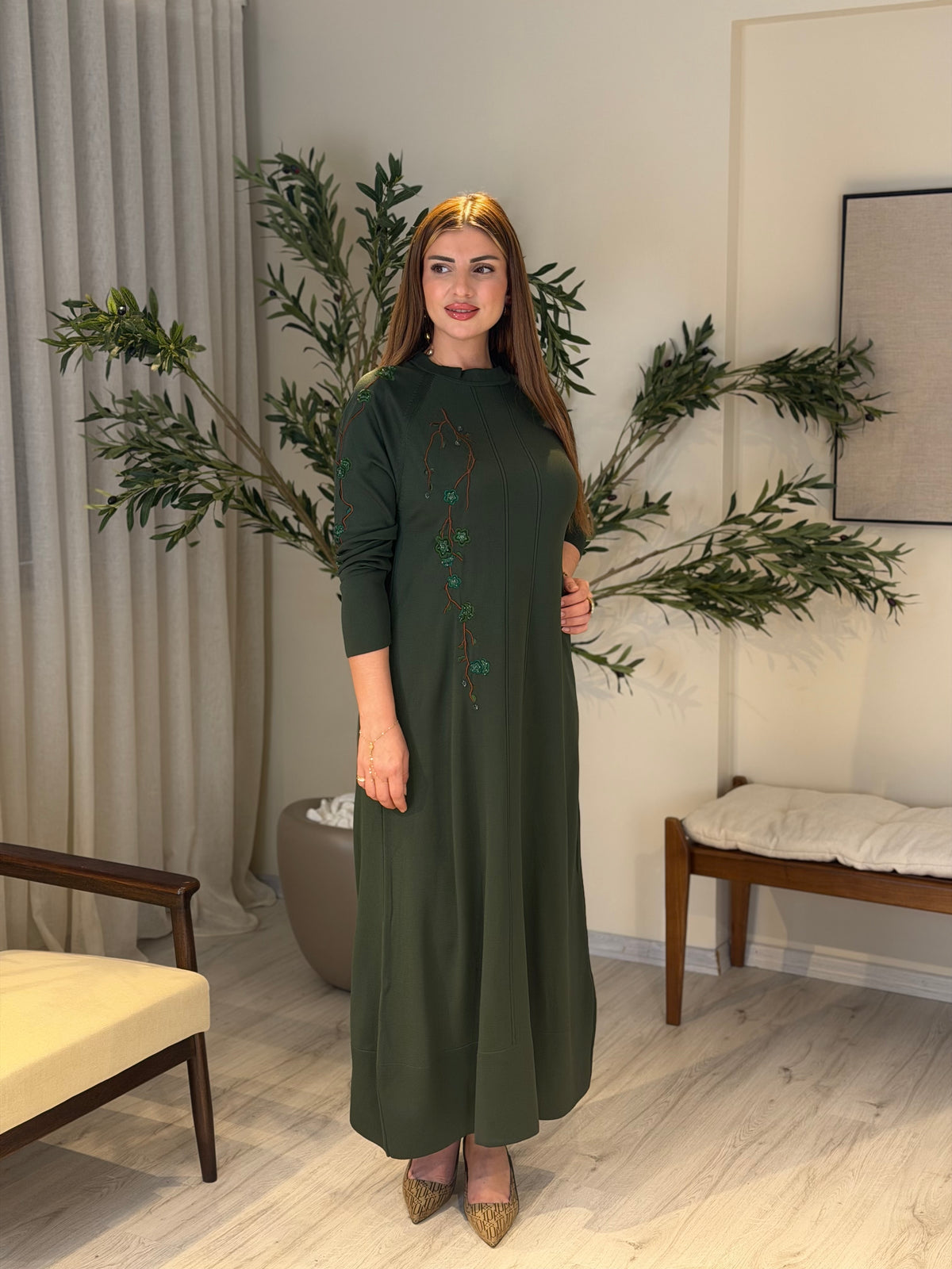 Ace | So Atelier Özel Üretim Merserize Triko İşleme Detaylı Tunik Zümrüt