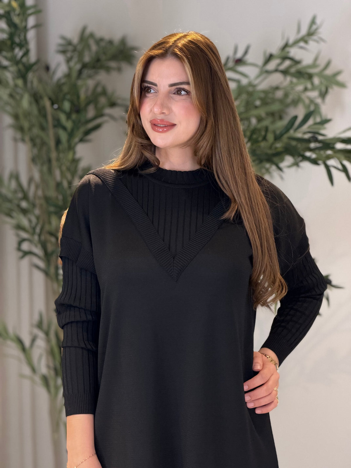 Ace | So Atelier Özel Üretim Merserize V Detaylı Tunik Siyah