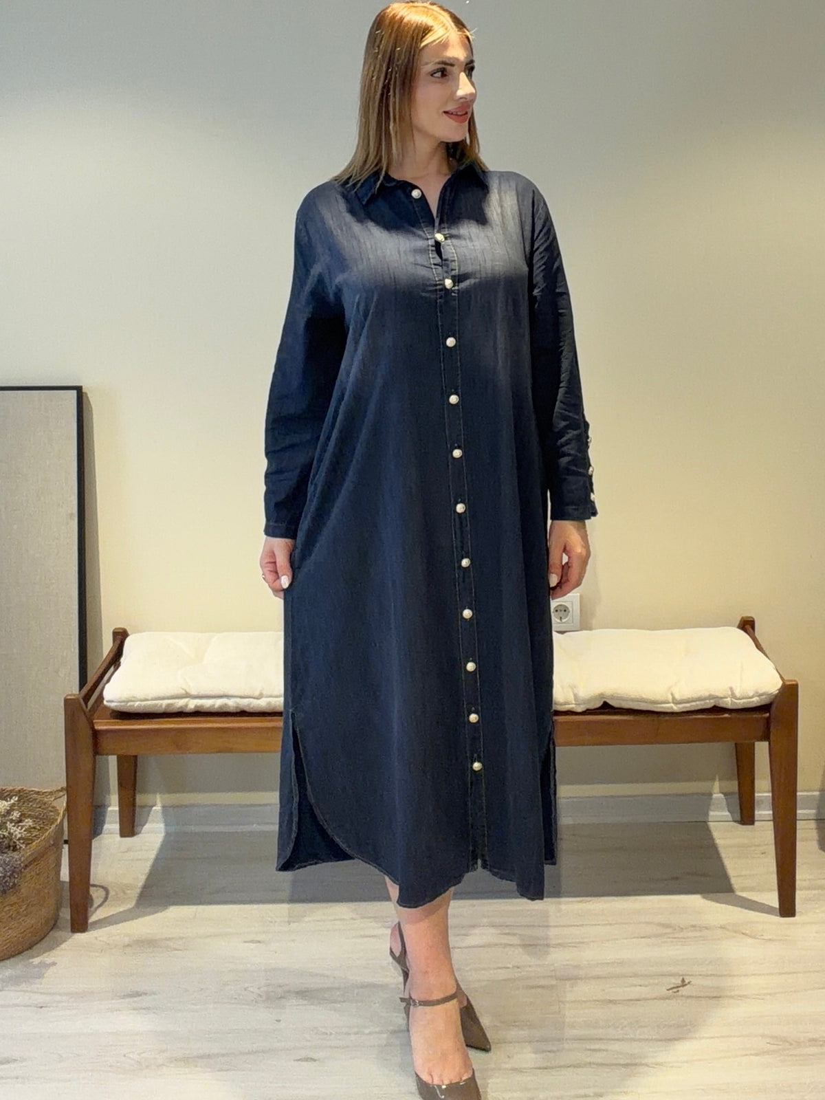 VELMONT Tencel Denim Gömlek Elbise ✨