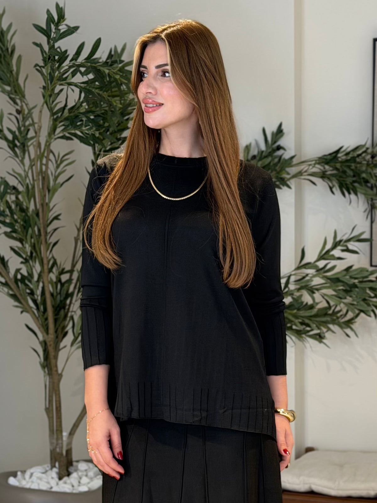 Ace | So Atelier Özel Üretim Merserize Triko Basic Fitilli Tunik Siyah