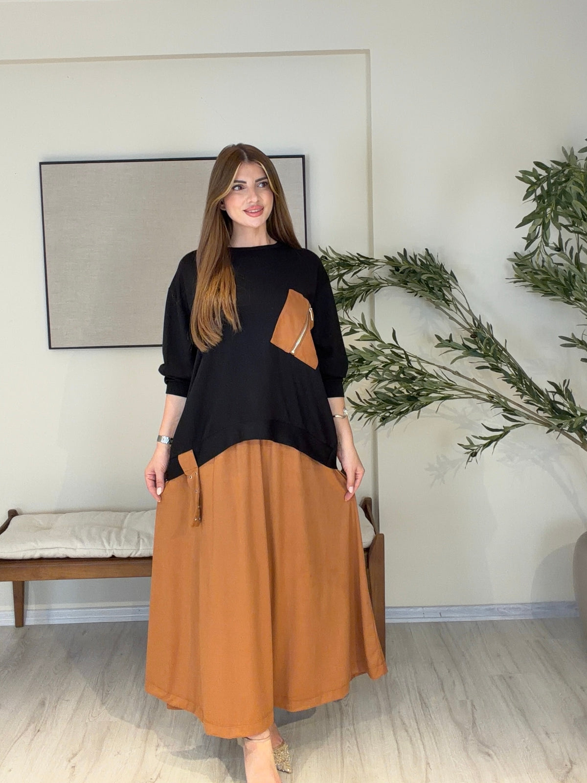 ATELIER NOIR | Signature Süet Etek & Modal Bluz Siyah