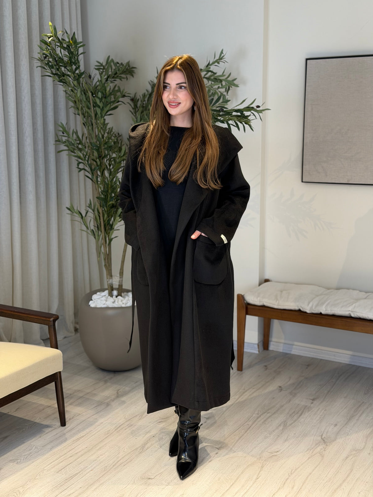 Ace | So Luxury Özel Üretim Yün Kaşe Kaban Siyah