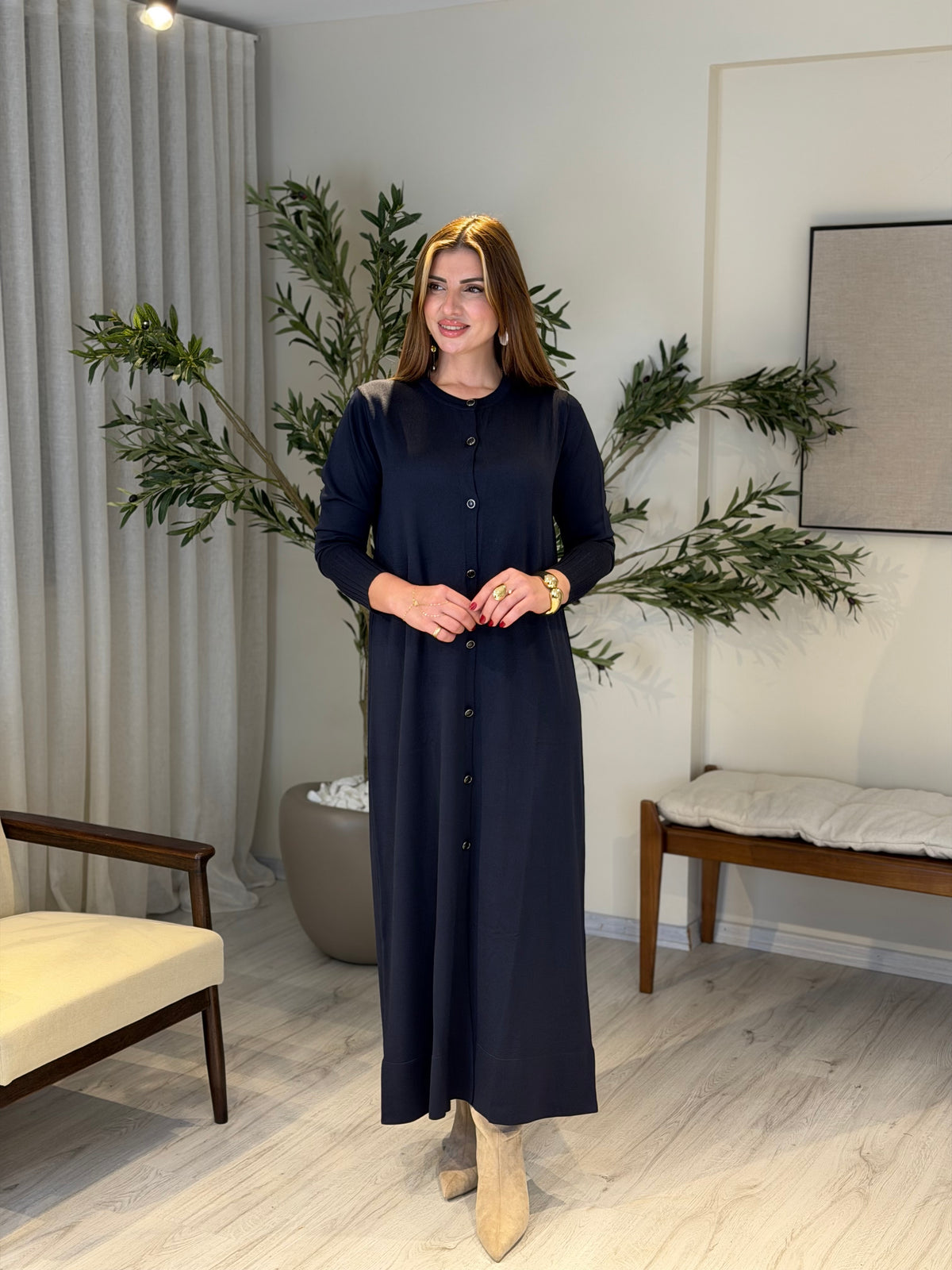 Ace | So Atelier Özel Üretim Merserize Triko Basic Boydan Düğmeli Hırka Lacivert