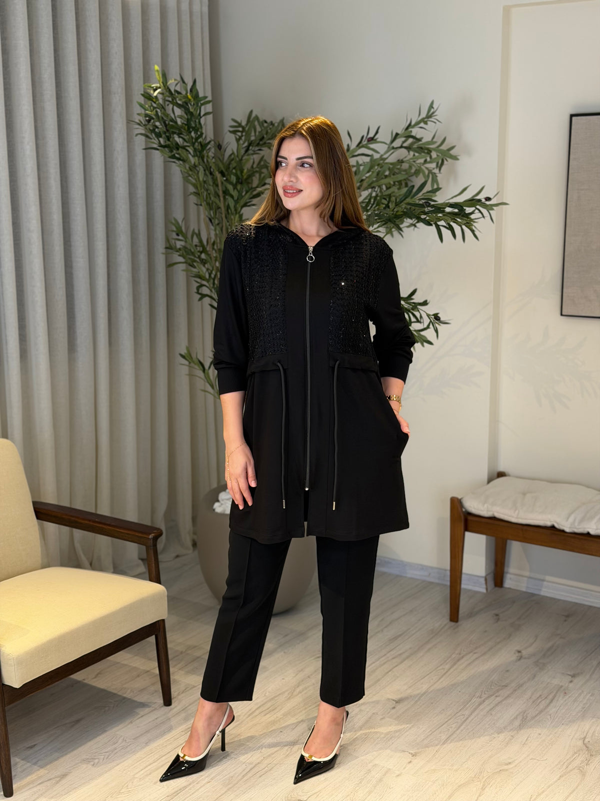 LİORA Tüvit Detaylı Bel Büzgülü Kap