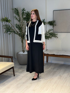 Ace | So Atelier Özel Üretim Merserize Triko Hırka Detaylı Elbise Takım Siyah