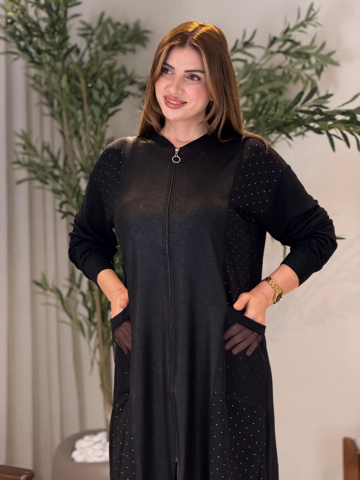 GLAMOUR Işıltı Ve File Cep Detaylı Basic Kap