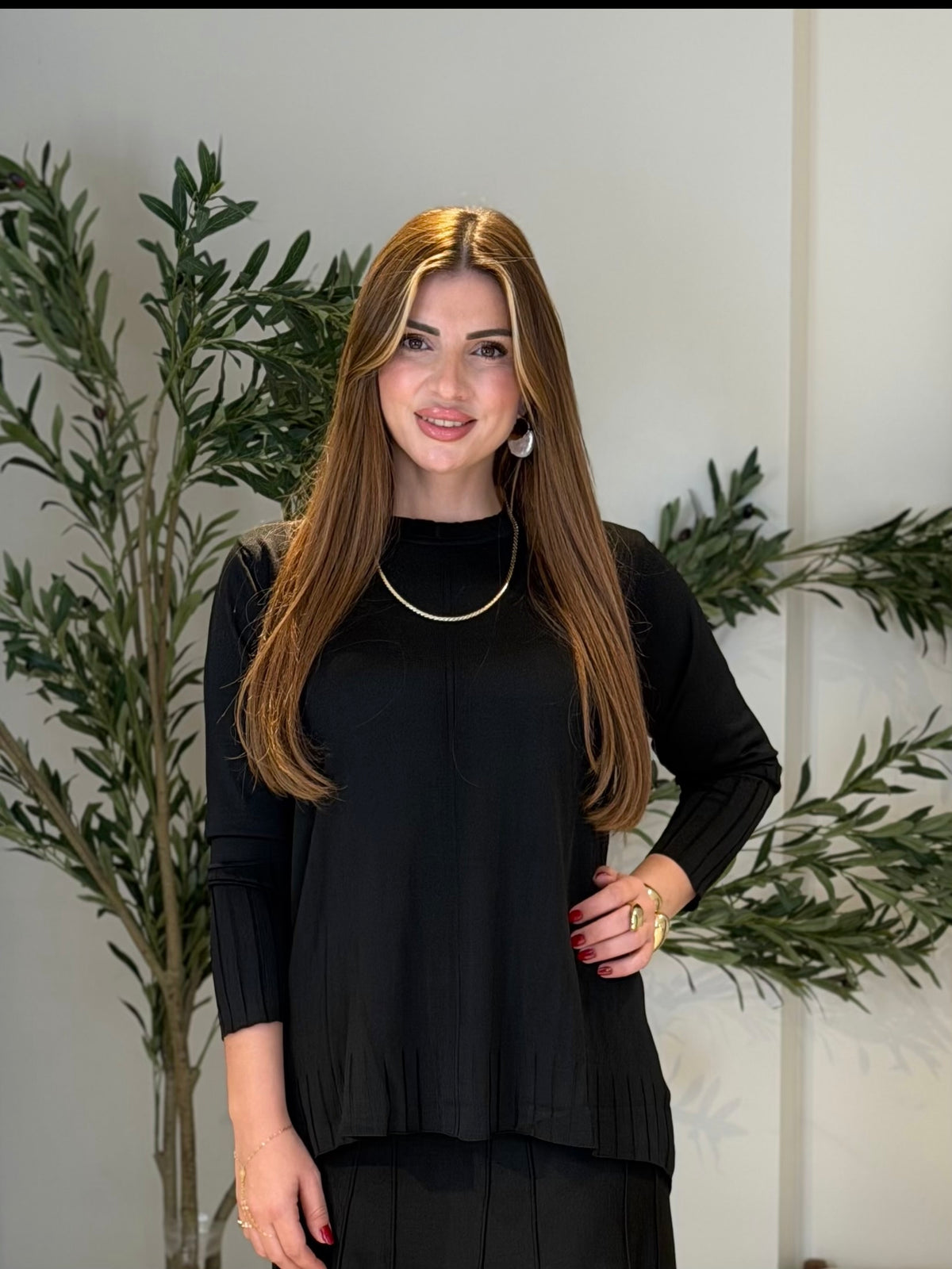 Ace | So Atelier Özel Üretim Merserize Triko Basic Fitilli Tunik Siyah
