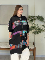 DOLCE Özel Tasarım Fermuarlı Tunik Harfli Model Siyah