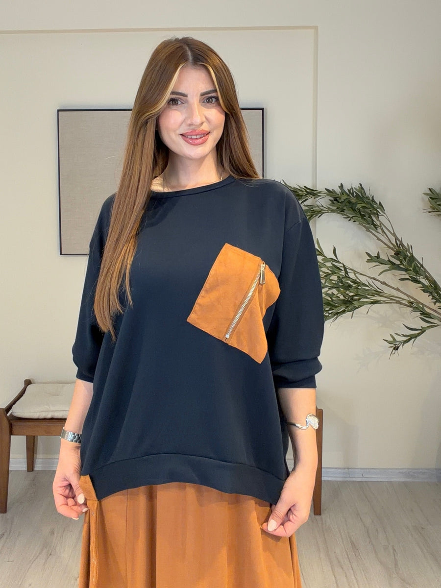 ATELIER NOIR | Signature Süet Etek & Modal Bluz Takım Lacivert